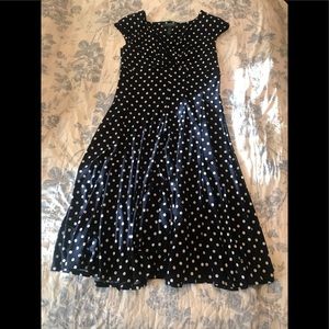 EUC RALPH LAUREN Navy Polka Dot Dress